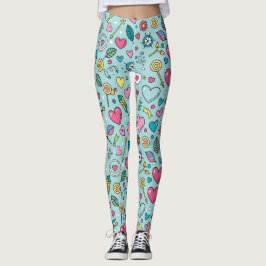 Kärlek Doodle Tapestry Leggings