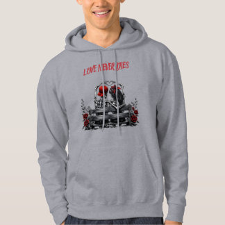 Kärlek Dör Aldrig – Gotiskt Skelettpar För Evigt Hoodie