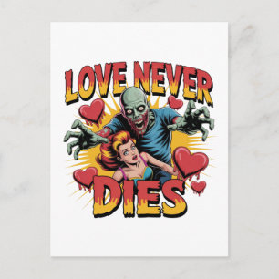 Kärlek Dör Aldrig – Retro Zombie Skräck Pin-Up Helg Vykort