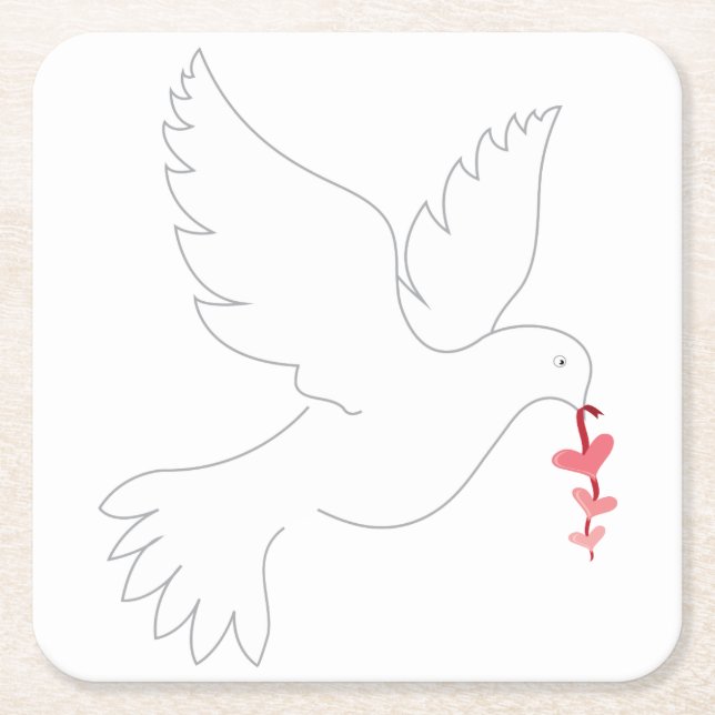 Kärlek Dove Underlägg Papper Kvadrat (Framsidan)
