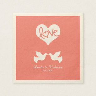 Kärlek Doves - Coral Rosa Pappersservett