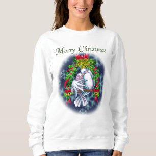 Kärlek Doves vit julversion Sweatshirt T Shirt