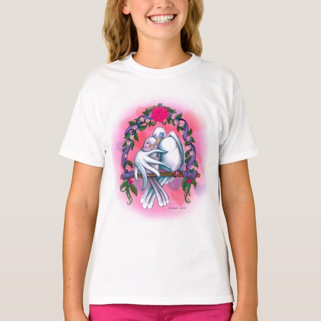 Kärlek Doves white T Shirt (Framsida)