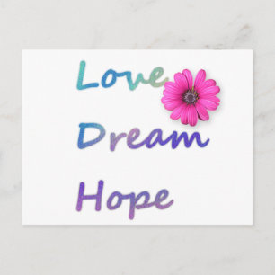 Kärlek, Dream, Hope Flower Vykort