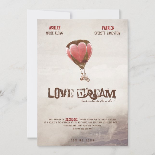 Kärlek Dream Wedding bjudande Inbjudningar (Framsida)