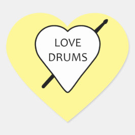 Kärlek Drums Heart Stickers (förpackning med 20) Hjärtformat Klistermärke