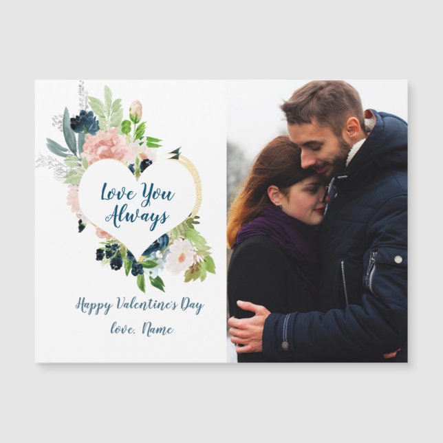 Kärlek du alltid Valentine med ditt foto, hjärta (Framsida)