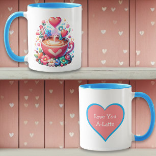 Kärlek Du är en latte Kaffe och hjärter Mugg