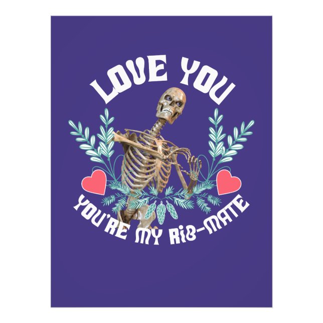 Kärlek, du är min Rib Mate Skeleton Valentine Fototryck (Framsidan)
