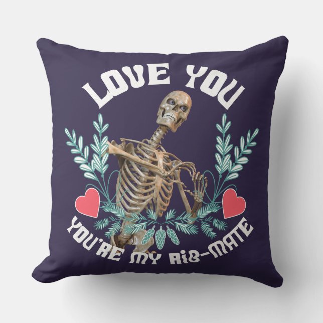 Kärlek, du är min Rib Mate Skeleton Valentine Kudde (Framsida)