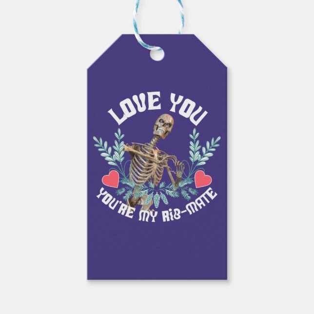 Kärlek, du är min Rib Mate Skeleton Valentine Presentetikett (Framsidan)