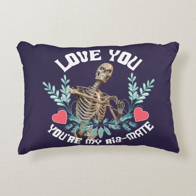 Kärlek, du är min Rib Mate Skeleton Valentine Prydnadskudde (Framsidan)