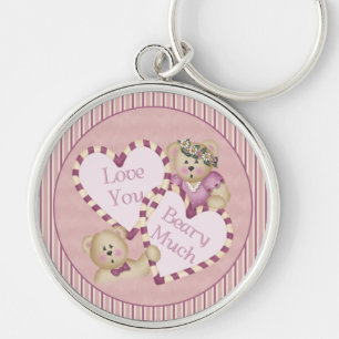 Kärlek du Beary Key chain Rund Silverfärgad Nyckelring