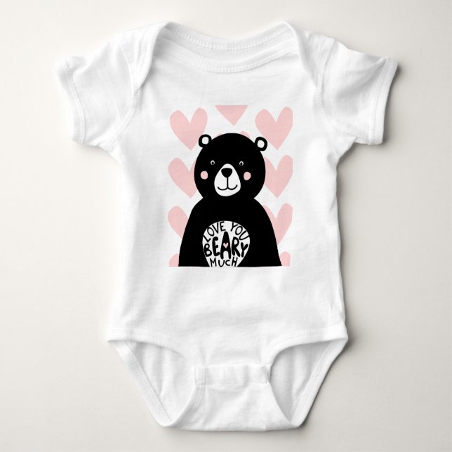 Kärlek du Beary Mch Cute Bear Girly Rosa Heart T Shirt (Framsida)