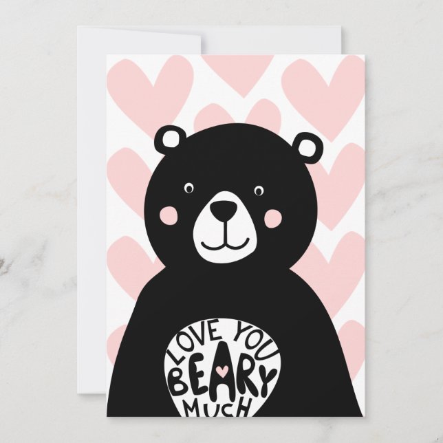 Kärlek du Beary Mycket Scandinavian Bear Valentine Julkort (Framsida)