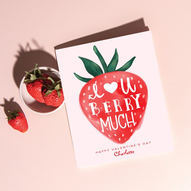 Kärlek du Berry Mo Red Strawberry Valentine's Helgkort (Skapare uppladdad)