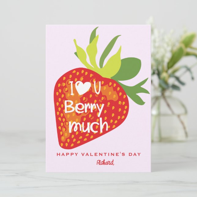 Kärlek du Berry Mycket Red Strawberry Valentiness  Inbjudningar (Stående Fram)