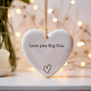 Kärlek du Big Syrran / Chic Heart Sister Keepsak Julgransprydnad Keramik