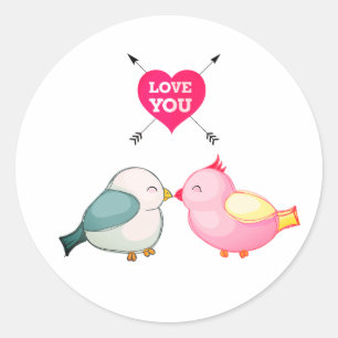 Kärlek Du Blue Birds Sticker Runt Klistermärke