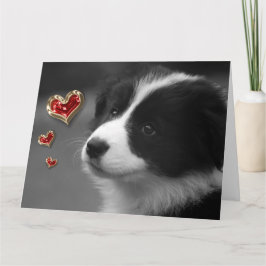 Kärlek Du Cute Puppy Red Guld Hearts Kort