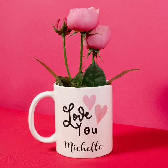 Kärlek Du Cute Rosa ros Hearts Kaffemugg (Skapare uppladdad)