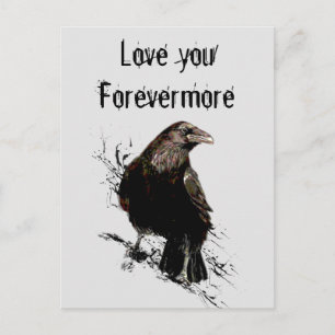 Kärlek du Forevermore Roligt Raven Quote Vykort