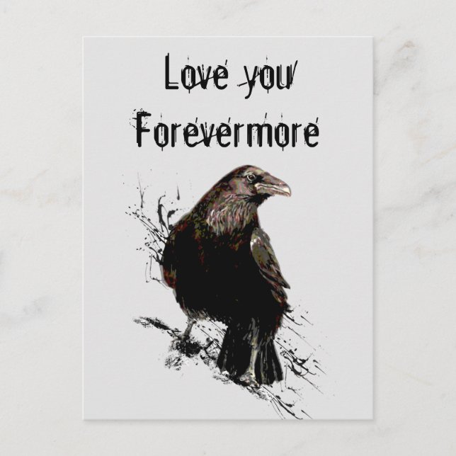 Kärlek du Forevermore Roligt Raven Quote Vykort (Framsida)