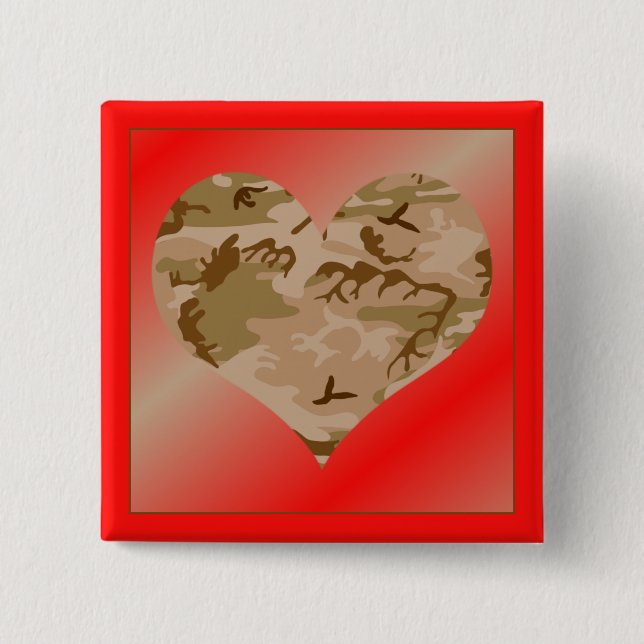 Kärlek du förtjänar Sand Camo Heart Valentine Butt Knapp (Framsida)