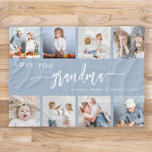 Kärlek Du Grandma 8 Photo Collage Dusty Blue