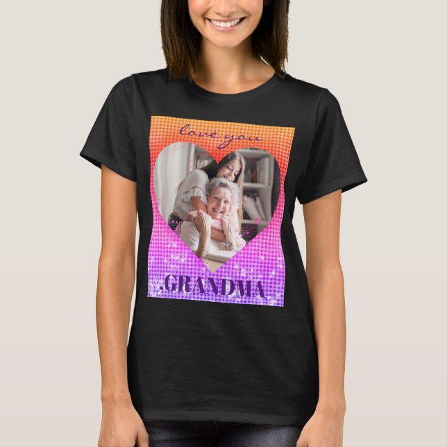KÄRLEK DU GRANDMA ANPASSNINGSBAR PHOTO HOLOGRAPHY  T SHIRT (Framsida)
