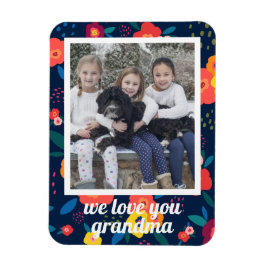 Kärlek Du Grandma Blommigt Photo Personlig Magnet