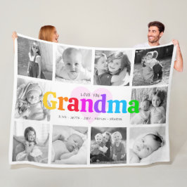 Kärlek Du Grandma Colorful Modern 10 Photo Collage Fleecefilt
