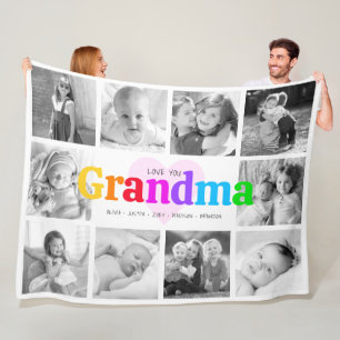 Kärlek Du Grandma Colorful Modern 10 Photo Collage Fleecefilt
