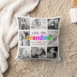 Kärlek Du Grandma Colorful Modern 8 Photo Collage Kudde