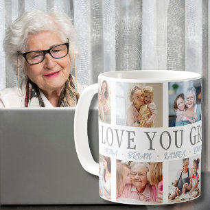 KÄRLEK DU GRANDMA Eget namn 10 Photo Collage Mugg