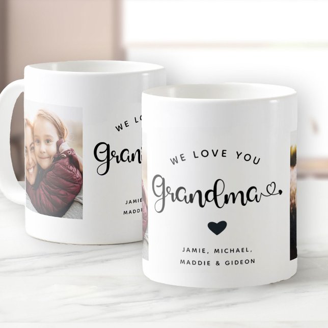 Kärlek du GRANDMA Hearts Anpassningsbar 2 Photo Kaffemugg (Skapare uppladdad)
