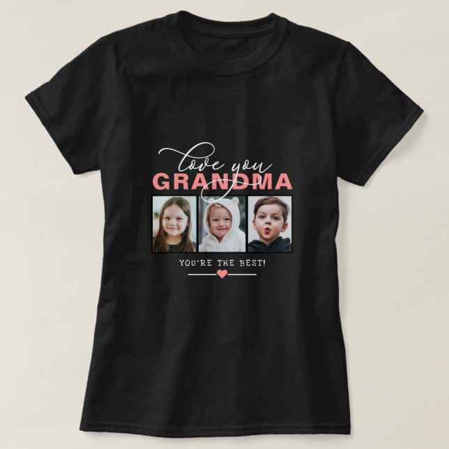 Kärlek Du Grandma/Nana/other 3 Photo Anpassningsba T Shirt (Design framsida)