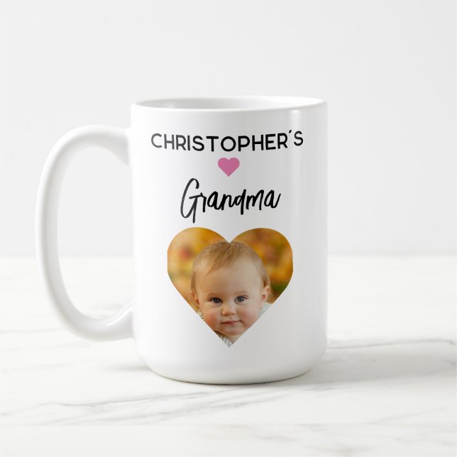 Kärlek du Grandma Rosa Cute Heart Photo Kaffemugg (Vänster)