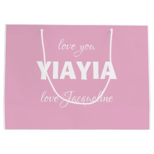 Kärlek Du Grandma YIAYIA Gift Namn Cute Rosa