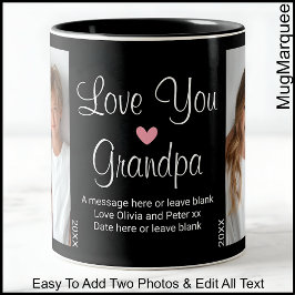 Kärlek Du Grandpa, Birthday, Text Photo, Black C00 Två-Tonad Mugg