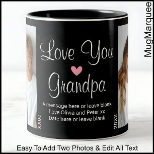 Kärlek Du Grandpa, Birthday, Text Photo, Black C00 Två-Tonad Mugg