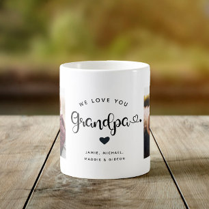 Kärlek du GRANDPA Hearts Anpassningsbar 2 Photo Kaffemugg