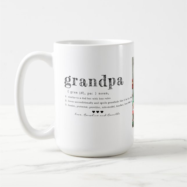 Kärlek Du Grandpa Mugg |Två foto-handskrivna kaffe (Vänster)