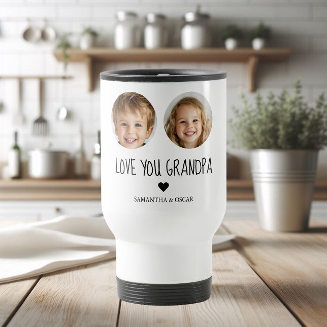 Kärlek Du Grandpa | Personlig Foto två Ansikte Resemugg (Skapare uppladdad)