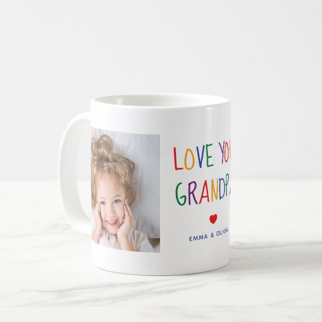 Kärlek Du Grandpa  | Två Färgader för fotoregnbåge Kaffemugg (Framsida vänster)