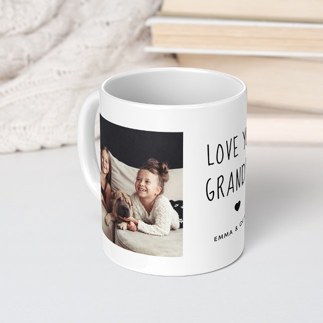 Kärlek Du Grandpa | Två foto-handskrivna texter Kaffemugg (Skapare uppladdad)