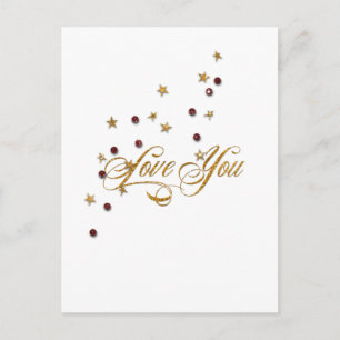 Kärlek Du Guld Glitter Vykort