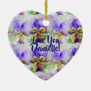Kärlek du har anpassat Blommigten Girls Namn Orna Julgransprydnad Keramik