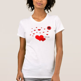 Kärlek Du, Hearts och Albanska Flagga Mode / sport T Shirt