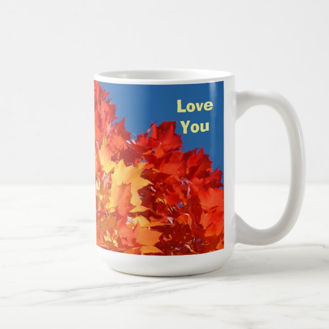 Kärlek Du! Kaffemuggar Orange Höstlöv Mugg (Höger)